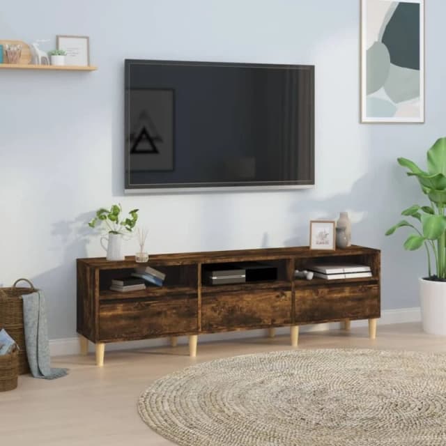 vidaXL TV Cabinet Smoked Oak 150x30x44.5cm Engineered Wood, Brown 831914