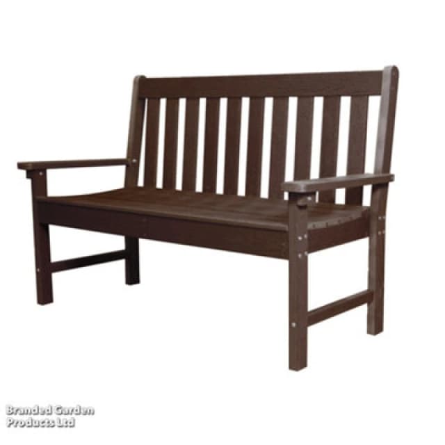 Garden Gear Oakdale Wood Effect Garden Bench Weatherproof Hdpe (Walnut Brown)
