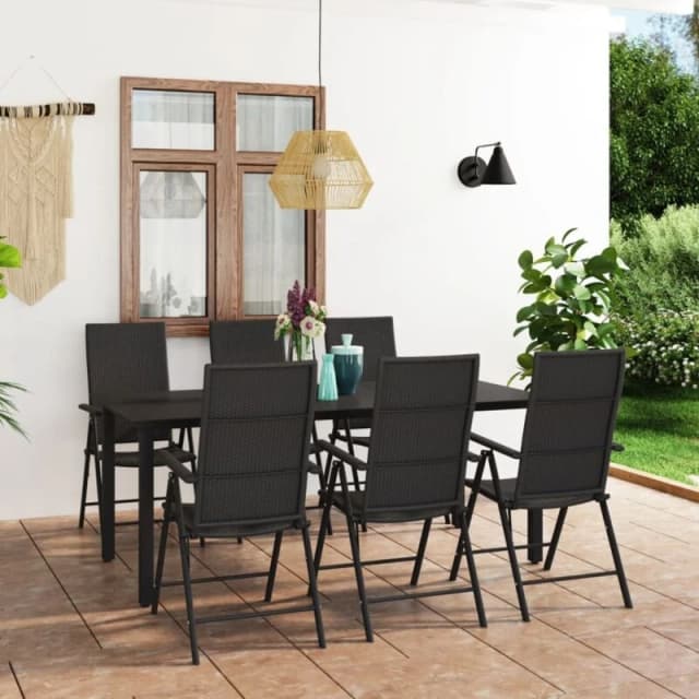 VIDAXL 7 Piece Garden Dining Set Black vidaXL 8720286228166
