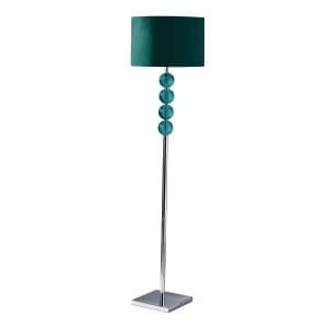 Premier Housewares Mistro Floor Lamp with Teal Orb/Chrome Base & Teal Faux Suede Shade