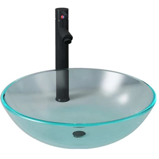 vidaXL Bathroom Sink with Tap and Push Drain Frosted Tempered Glass, Black 3098445