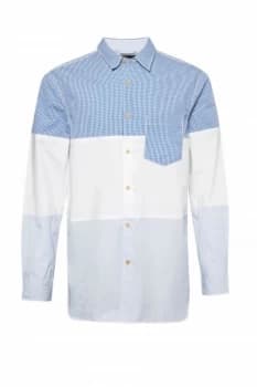 Mens French Connection Horizontal Cut Panels Shirt White