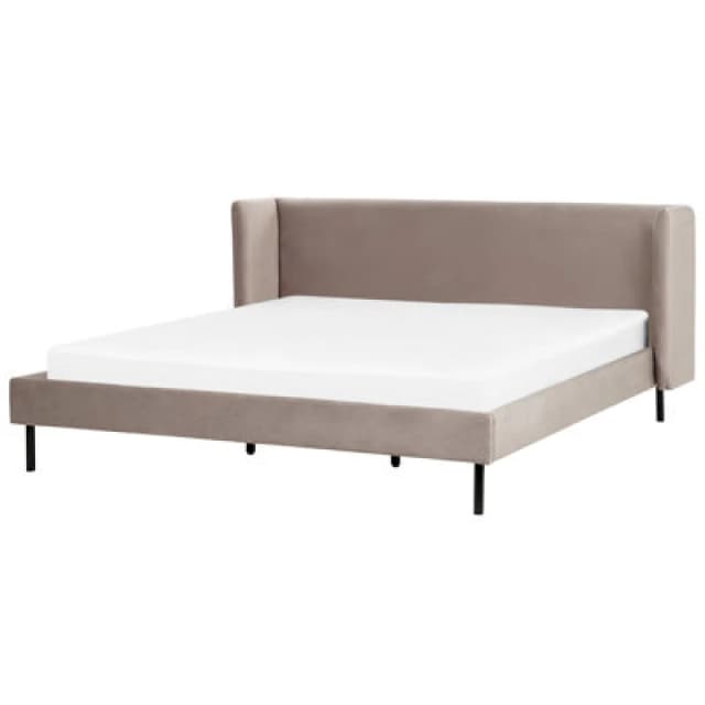 Beliani Bed Velvet Arette 180 X 200 Cm (Eu Super King) Taupe