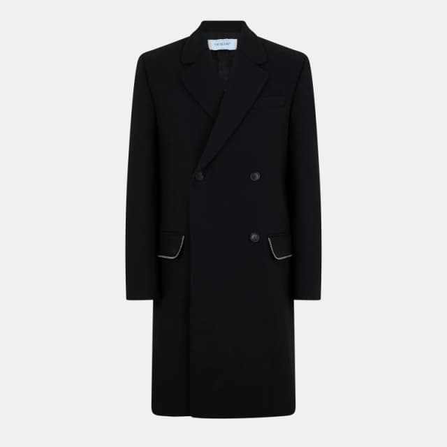 Off White Mens Structured Modern Cut Overcoat Black male S