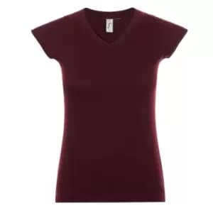SOLs Womens/Ladies Moon V Neck Short Sleeve T-Shirt (3XL) (Oxblood)