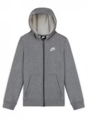 Nike Boys Nsw Ft Club Full Zip Jacket Hoody, Grey Heather, Size M=10-12 Years