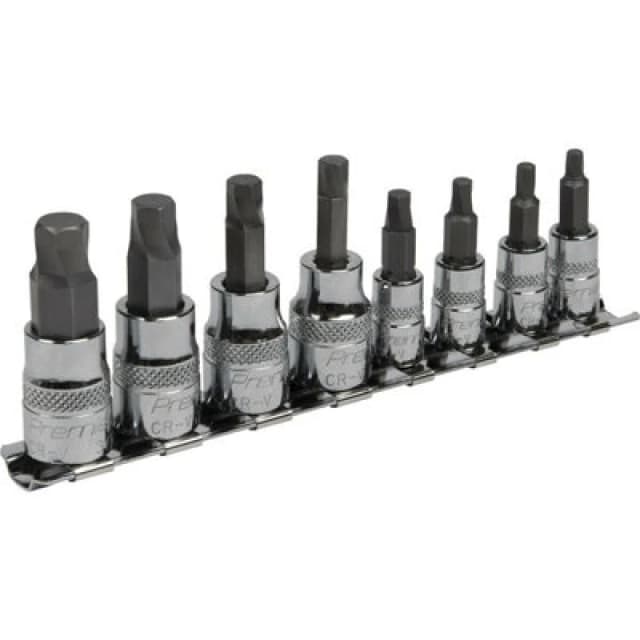 Loops 8pc IMPERIAL Hex Key Socket Bit Set - 1/4" & 3/8" Sq Dr Damaged & Stripped Bolts Multi