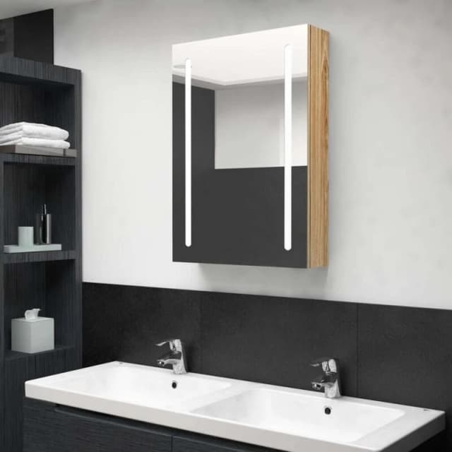 VIDAXL LED Bathroom Mirror Cabinet Oak 50x13x70cm Vidaxl 8720286332627
