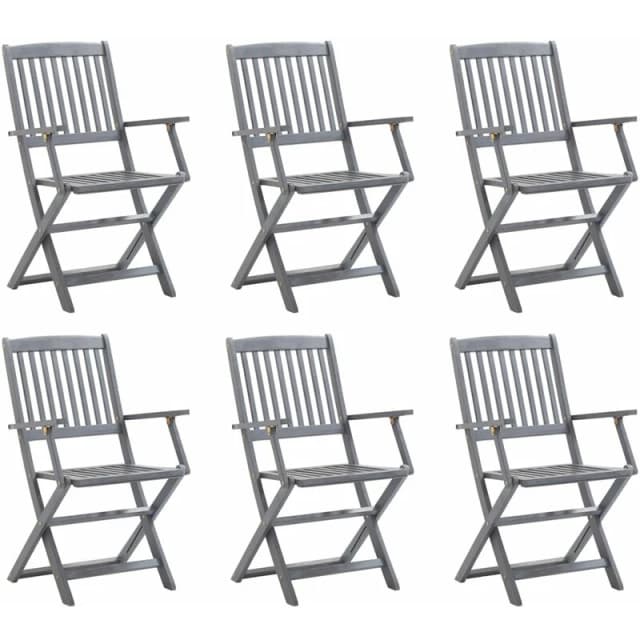 VIDAXL Folding Outdoor Chairs 6 pcs Solid Acacia Wood Vidaxl 8720286297681