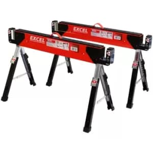 Heavy Duty Steel Sawhorse Adjustable Legs Twin Pack - Excel