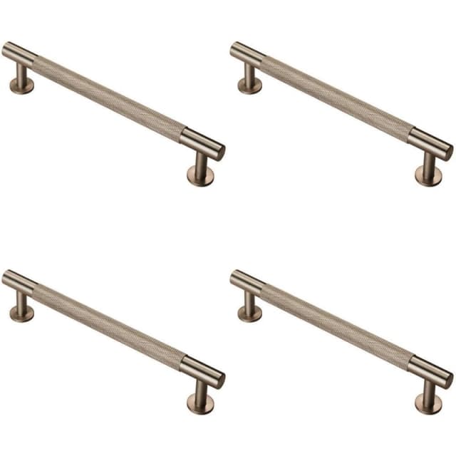 Loops 4x Knurled Bar Door Pull Handle 190 x 13mm 160mm Fixing Centres Satin Nickel Metallics unisex