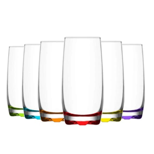 LAV Adora Coloured Highball Glasses - 390ml - 6 Colours - Pack of 6 Multi
