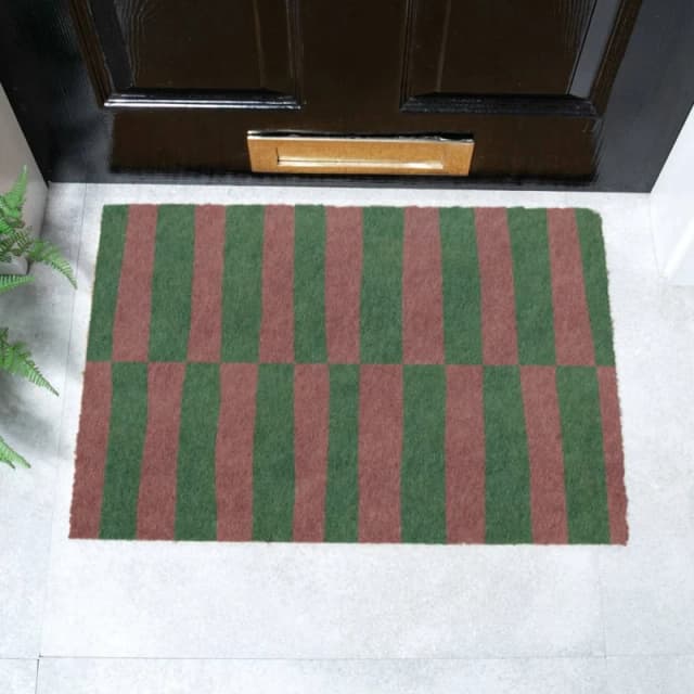 Artsy Doormats Pink & Green Half Stripes Doormat (60 X 40Cm)