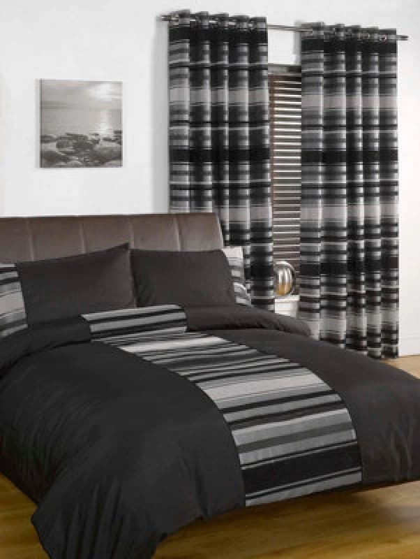 Rapport Home New York Polycotton Duvet Cover Set With Pillowcase in Black Size: King Black Unisex King