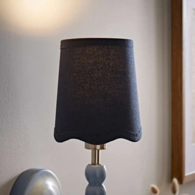 ValueLights ValueLights Mabel Linen Mini 10cm Scallop Edge with Trim Ceiling Light Lamp Shade in Navy Navy One Size Unisex 5016529273592