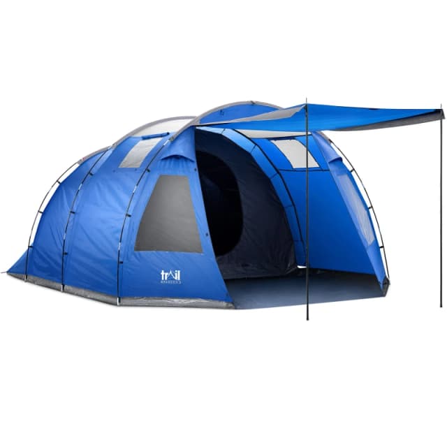 Trail Outdoor Leisure 5 Man Tent Festival Family Camping Waterproof 3000mm Dark Bedroom Living Area in Blue Blue Unisex