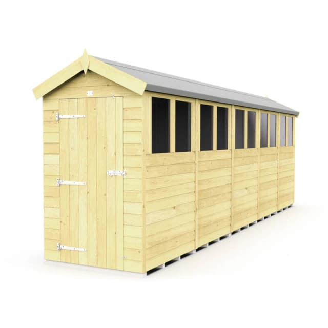 Flat Pack Sheds DIY Sheds 4 x 20 Apex Shed, Brown 4X20AFF