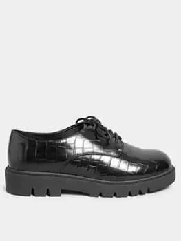 Yours Extra Wide Fit Lace Up Croc Shoe, Black, Size 5Eee, Women