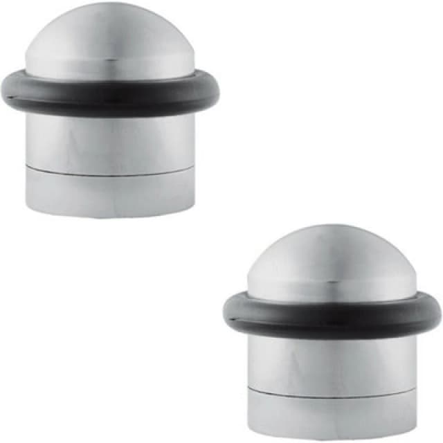 Loops 2x Dome Topped Floor Mounted Door Stop Rubber Buffer 38mm Dia Satin Chrome Multi