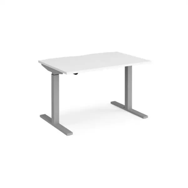 Elev8 Height Adjustable Desk Rectangular Desk 1200mm White Tops With Silver Frames 800mm Depth Elev8 Mono White EVM-1200-S-WH