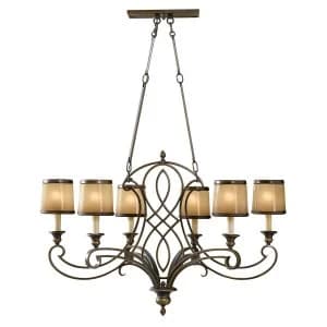 6 Light Multi Arm Chandelier Bronze Finish, E14