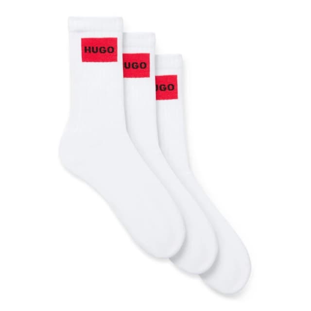 Hugo 3 Pack of Red Logo Socks White male 5-8