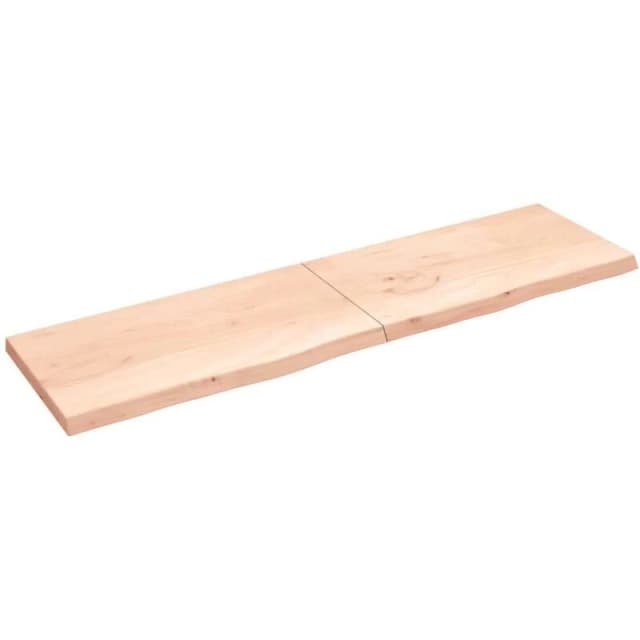 Vidaxl Wall Shelf 220X60X6cm Untreated Solid Wood Oak, Brown 363619