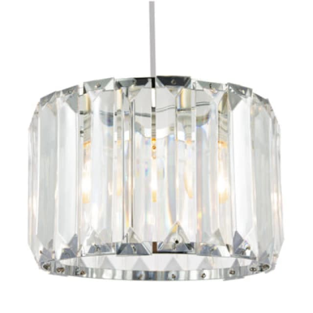 Happy Homewares Contemporary Easy Fit Chrome Pendant Shade With Clear Acrylic Rectangular Rods
