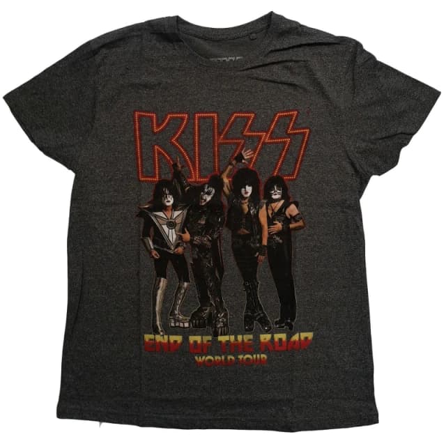 KISS Mens End Of The Road Tour Cotton T-Shirt in Dark Brown Size: XS Dark Brown Male XS