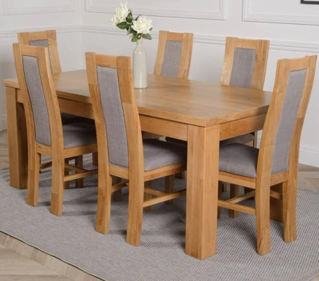 Thats Furniture Dakot 182 x 92cm Oak Large Dining Table & 6 Stanford Chairs in Brown Size: 182 x 92cm Brown Unisex 182 x 92 cm