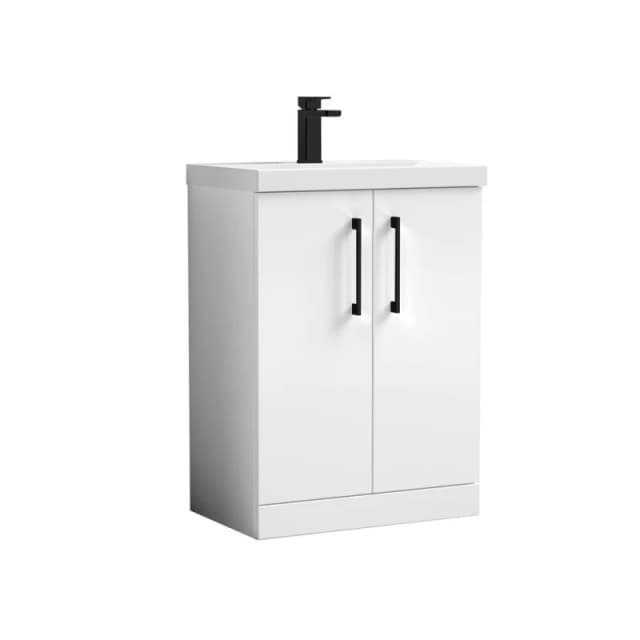 Balterley Bathroom Floor 2 Soft Close Door Vanity Unit Basin, White, 610mm in White White Unisex