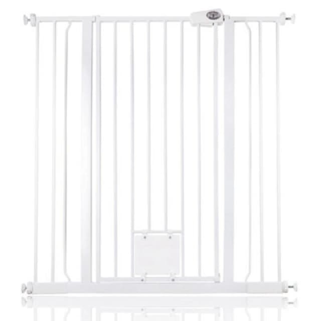 Bettacare Pet Gate With Lockable Cat Flap, 100.8Cm - 108.4Cm, White, 104Cm In Height
