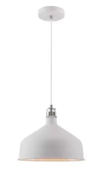Medium Ceiling Dome Pendant, 1 x E27, Sand White, Satin Nickel, White