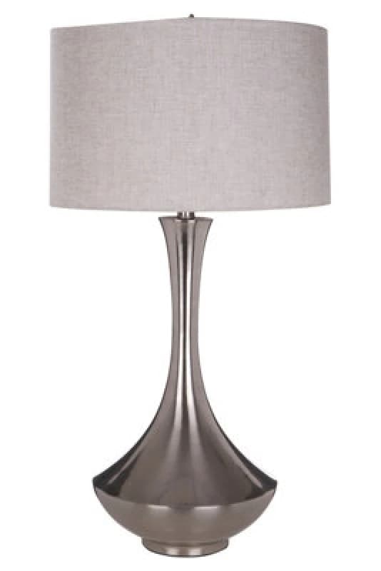 Orsina Chrome Table Lamp With Fabric Shade, Metal Lighting Feature For Side Table Or Console, Home Lighting