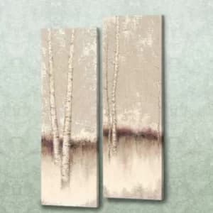 CHNE070 Cream Grey White Lilac Purple Decorative PU Leather Painting (2 Pieces)