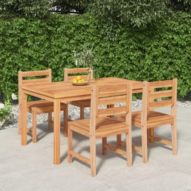 vidaXL 5 Piece Garden Dining Set Solid Wood Teak, Brown 3157185