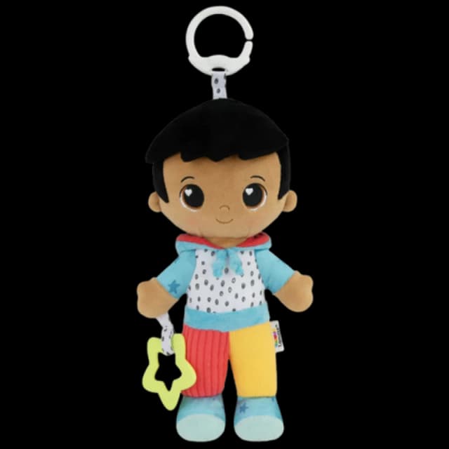 Lamaze My Friend Lucas Clip and Go Baby Pram Toy with Multiple Textures Chime Crinkle Feet Teether Sensory Toys for Babies from 0+ Months
