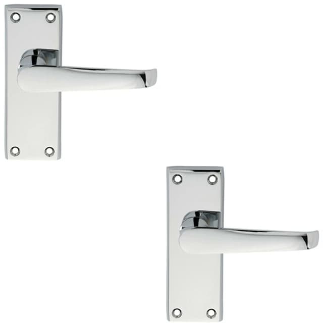 Loops 2x PAIR Straight Handle on Short Latch Backplate 118 x 42mm Polished Chrome Multi