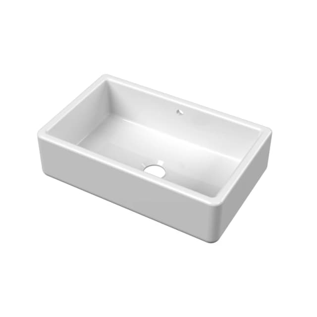 Balterley Fireclay Single Bowl Kitchen Sink 36mm Thick Sides Overflow 795mm White
