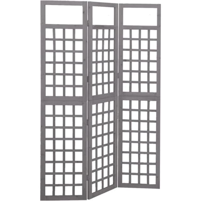 VIDAXL 3-Panel Room Divider/Trellis Solid Fir Wood Grey 121x180cm Vidaxl 8720286452691
