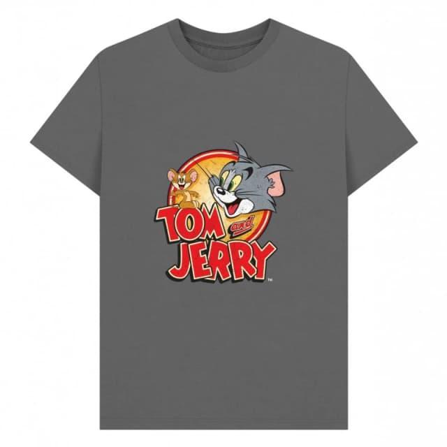Tom & Jerry Mens Vintage T-Shirt in Grey Size: Small Grey Male S