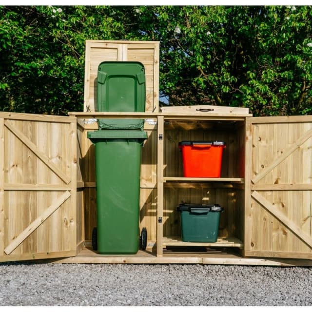 Buttercup Farm Chatburn Bin Store, Fits 1x 180L/240L Wheelie Bins & 2x Boxes in Brown Brown Unisex