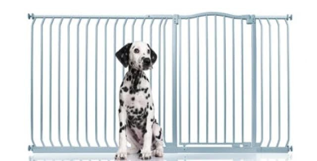 Bettacare Extra Tall Curved Top Dog Gate, 189Cm - 198Cm, Matt Grey, Extra Tall 100Cm In Height, Pressure Fit Pet Gate