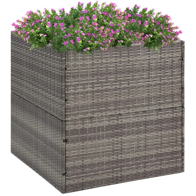 vidaXL Garden Planter Grey 80x80x80cm Poly Rattan, Grey 319177