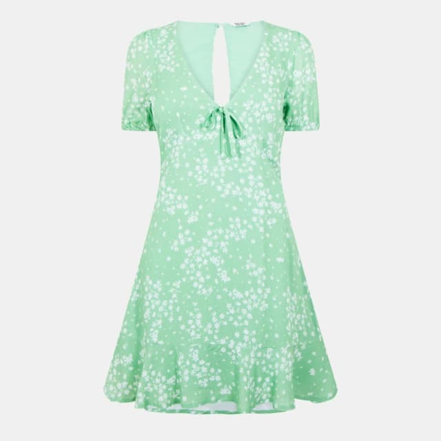 Jack Wills Womens JW Cut Out Mini Dress Green Ditsy female 6 (2XS)