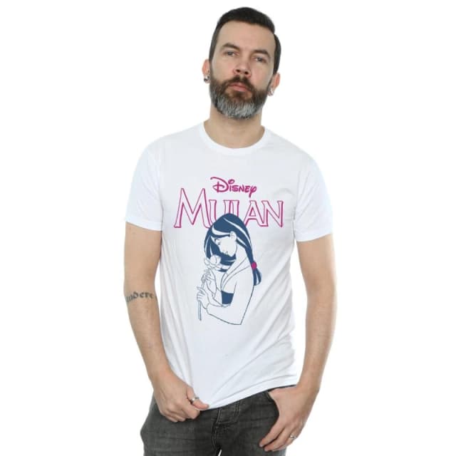 Disney Men Mulan Magnolia Line T-Shirt in White Size: Small White S Male 5059308813404