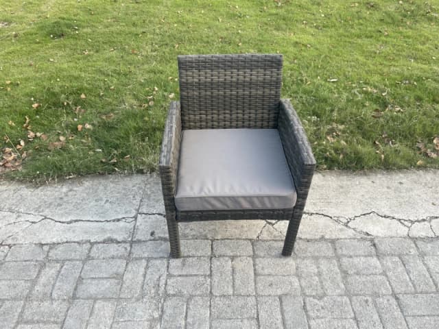 Fimous High Back Rattan Outdoor Garden Furniture Arm Chair Patio With Thick Seat Cushion in Dark Grey Dark Grey Unisex