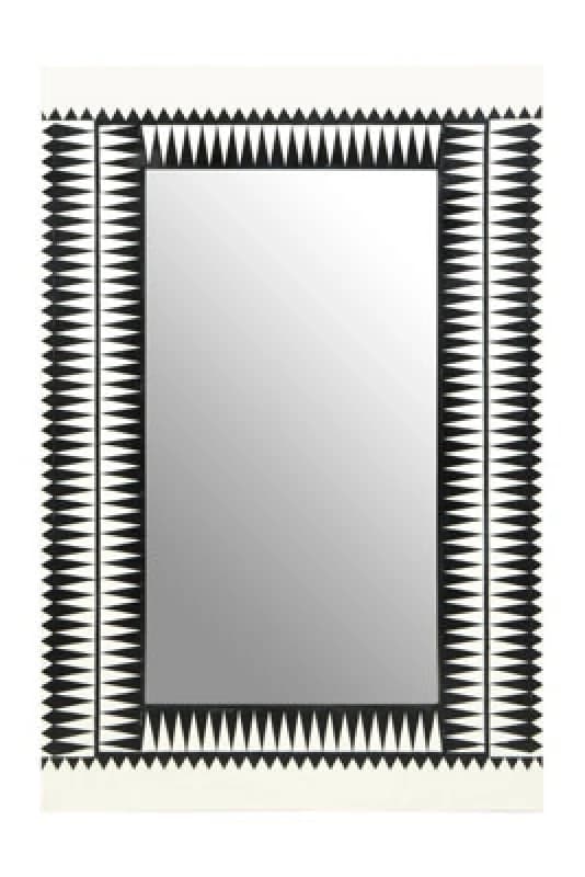 Orsina Issey Wall Mirror, Black, White, Natural, Glass, Wood