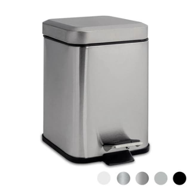 Harbour Housewares Bathroom Pedal Bin - 3L - Brushed - Square Stainless Steel Slim Rubbish Dustbin Lid And Inner Liner Bucket