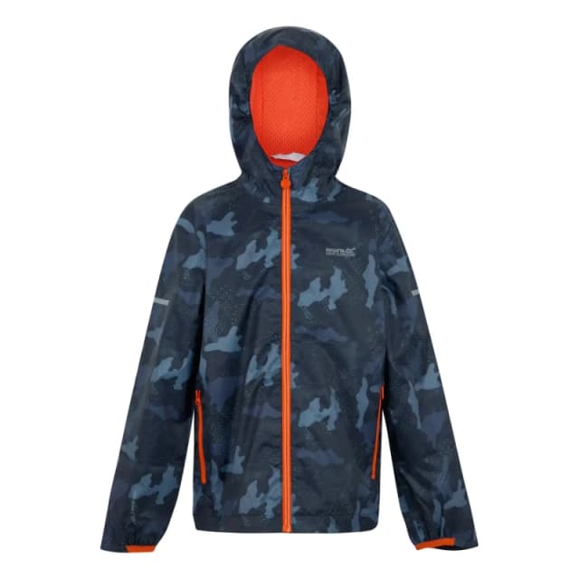 Regatta Kids Printed Lever II Isolite 10000 Breathable Long Sleeve Hooded Waterproof Jacket Navy male 13 (XL)
